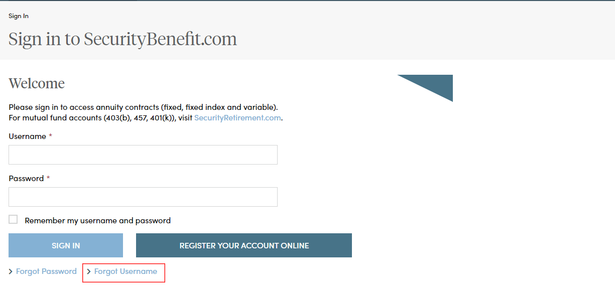 I forgot my username. | Security Benefit